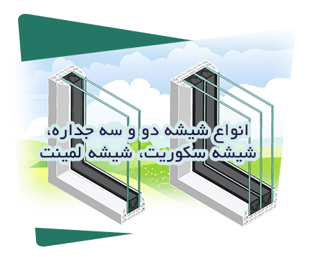 انواع شیشه دو و سه جداره ، شیشه سکوریت ، شیشه لمینت
